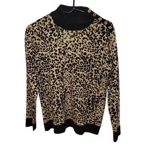 Calvin Klein animal print mock neck knit top